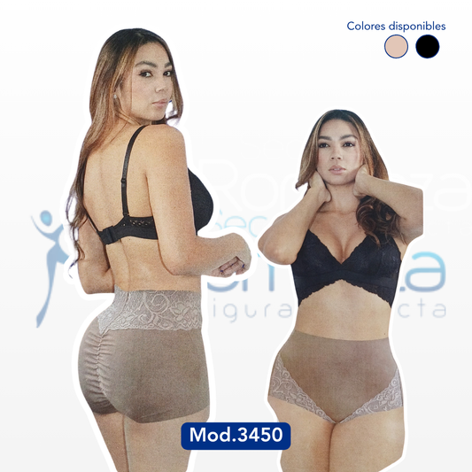 Mod. 3450 Cachetero cintura media con elástico levanta glúteo y detalles de encaje